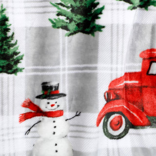 Thumbnail 2: Nordic Lights 60x70 Christmas Plaid Farm Trucks Plush Throw 