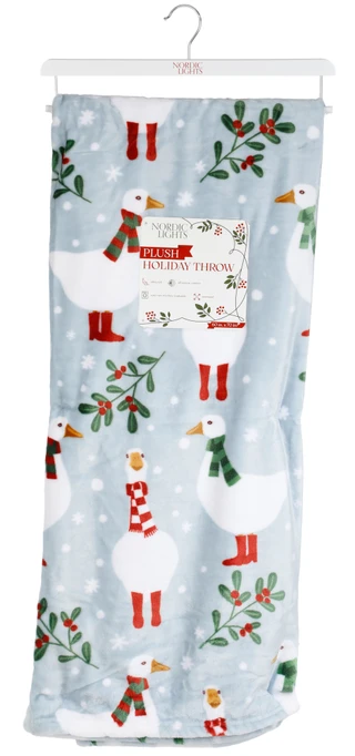 Thumbnail 1: Nordic Lights 60x70 Christmas Geese Plush Throw 