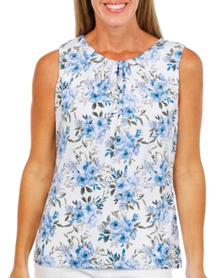 Thumbnail 1: Tahari Women's Sleeveless Neck Pleat Top 