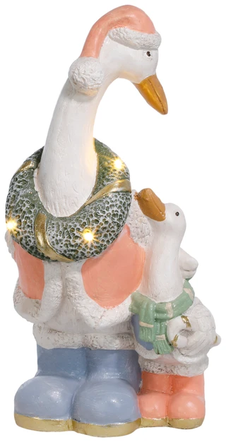 Thumbnail 1: Magical Season 21 In Resin LED Christmas Mom and Me Goose Figurine 