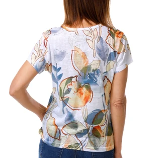 Thumbnail 2: Milano Women's Short Sleeve Embellished Floral Top 