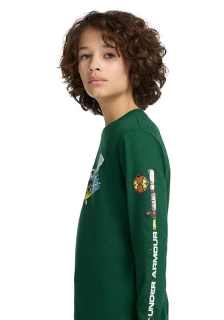 Thumbnail 5: Under Armour Big Boys Long Sleeve Great Catch Graphic Tee 