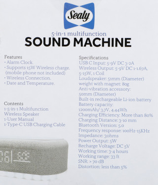 Thumbnail 2: Sealy Bluetooth Wireless Speaker and Phone Charger Alarm Clock 