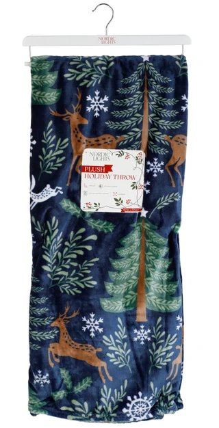 Thumbnail 1: Nordic Lights 60x70 Christmas Deer Plush Throw 