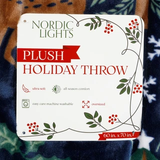 Thumbnail 2: Nordic Lights 60x70 Christmas Deer Plush Throw 