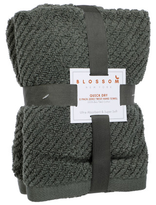 Thumbnail 1: BLOSSOM 2 Pk Zero Twist Quick Dry Hand Towels  