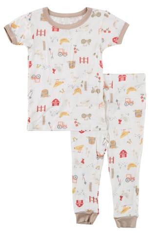 Thumbnail 1: MILKBERRY Baby Boy's 2 Pc Short Sleeve Farm Pants Pajama Set  
