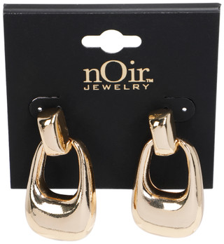 Thumbnail 2: Noir Women's Gold Tone Geometric Drop Earrings 