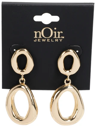 Thumbnail 2: Noir Women's Gold Tone Geometric Double Drop Earrings 