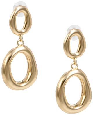 Thumbnail 1: Noir Women's Gold Tone Geometric Double Drop Earrings 