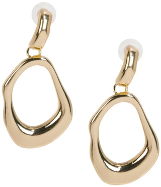 Thumbnail 1: Noir Women's Gold Tone Geometric Drop Earrings 