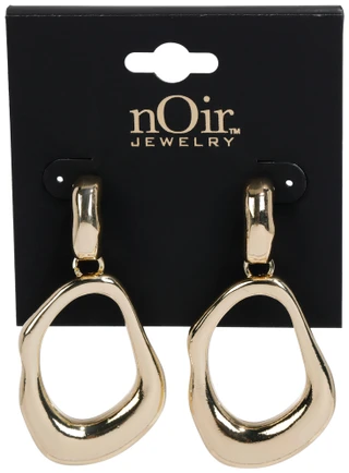 Thumbnail 2: Noir Women's Gold Tone Geometric Drop Earrings 