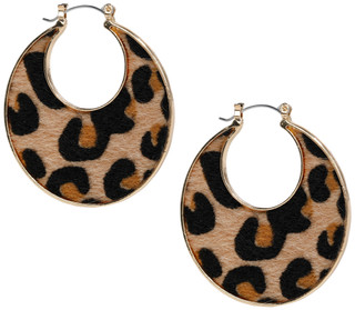 Thumbnail 1: Noir Women's Animal Print Hoop Earrings 