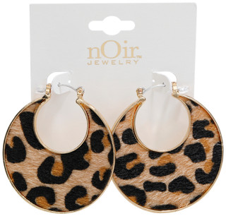 Thumbnail 2: Noir Women's Animal Print Hoop Earrings 