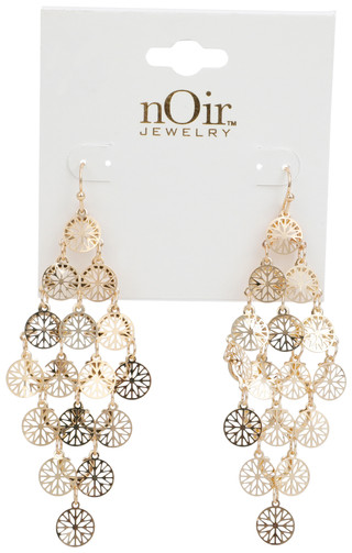 Thumbnail 2: Noir Women's Gold Tone Cascading Dangle Earrings 