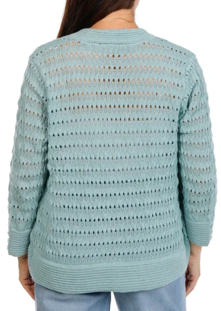 Thumbnail 3: Cyrus Women's Plus 3/4 Sleeve Pointelle Cardigan  