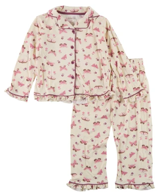 Thumbnail 1: FLORAL THREADS Little Girl's 2 Pc Long Ruffle Sleeve Butterfly Sleep Set 