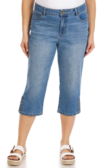 Thumbnail 1: D. Jeans Women's Plus Snap Hem Capri Jeans  