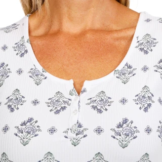 Thumbnail 4: Laura Ashley Women's Ribbed Short Sleeve Henley Sleep Shirt 