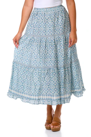 Thumbnail 1: MAX STUDIO Women's Crosshatch Cotton Tiered Skirt 