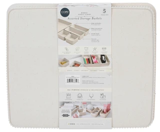 Thumbnail 2: CORE HOME 5 Pc Assorted Ribbed Wheat Basket Bin Set 