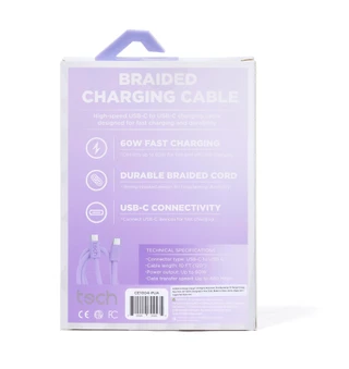 Thumbnail 2: tech 10 ft USB-C to USB-C Braided Charging Cable 