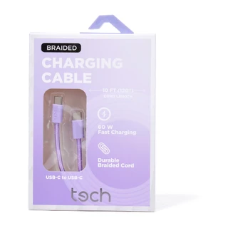 Thumbnail 1: tech 10 ft USB-C to USB-C Braided Charging Cable 