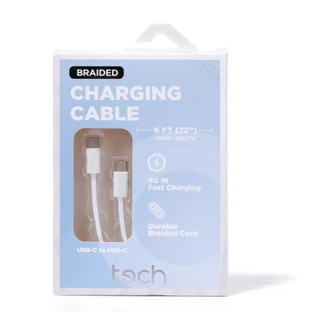 Thumbnail 1: tech 6 ft USB-C to USB-C Braided Charging Cable 