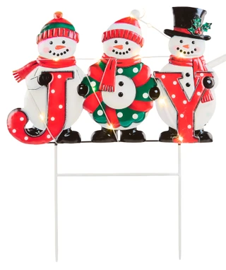 Thumbnail 1: Magical Season 24 in Christmas LED Snowmen JOY Yard Stake 