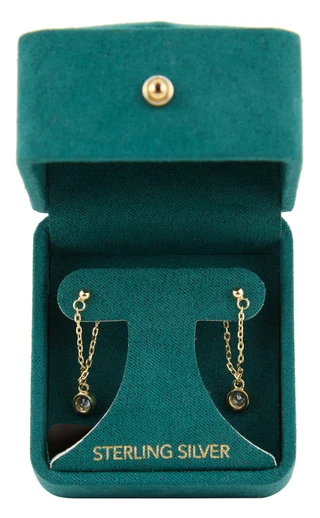 Thumbnail 1: ISABELLA M Sterling Silver Chain Link Gemstone Earrings 