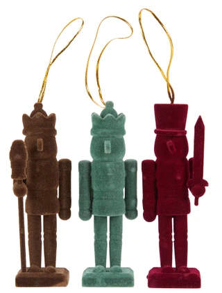Thumbnail 1: Magical Season 3 Pk Mini Flocked Christmas Nutcrackers Decor 