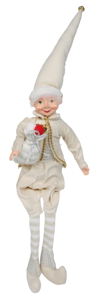 Thumbnail 1: Magical Season 28 in Christmas Shelf Sitter Elf with Gift Sack Decor 