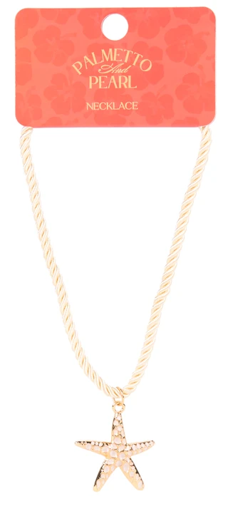 Thumbnail 1: Palmetto & Pearl Starfish Cord Rope Necklace 