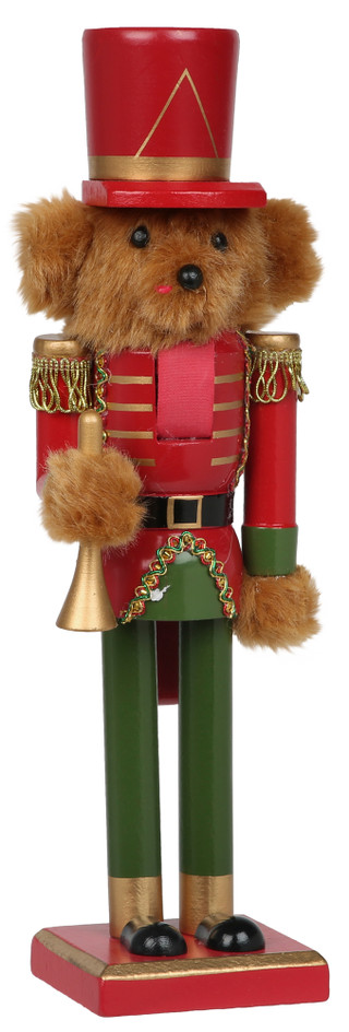 Thumbnail 1: Magical Season 14 in Wooden Christmas Teddy Bear Nutcracker with Horn Decor 
