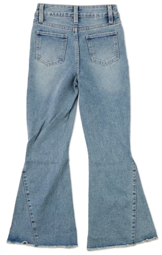 Thumbnail 2: YMI Big Girls Fray Hem Wide Flare Jeans 