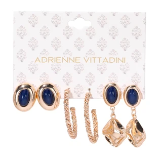 Thumbnail 1: ADRIENNE VITTADINI 3 Pk Black & Gold Stud & Hoop Earrings 