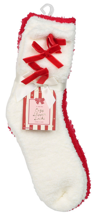 Thumbnail 1: Capelli 3 Pk Bow & Plaid Cozy Socks 