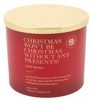 Thumbnail 1: SCENTSATIONAL 26 oz 3 Wick Christmas Candle with Little Women Quote 