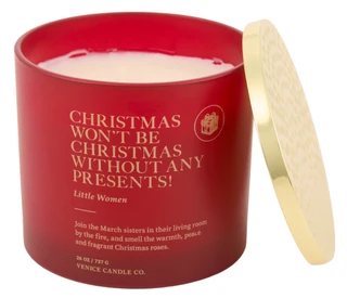 Thumbnail 2: SCENTSATIONAL 26 oz 3 Wick Christmas Candle with Little Women Quote 