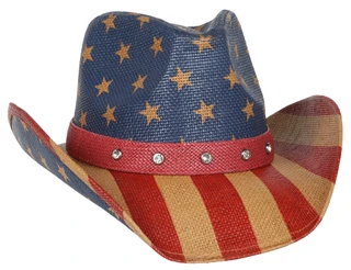 Thumbnail 1: MADD HATTER Women's Vintage Americana Straw Cowboy Hat 