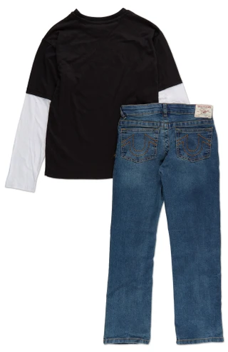 Thumbnail 2: True Religion Big Boys 2 Pc Graphic Tee & Jeans Set 