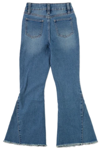 Thumbnail 2: YMI Big Girls Fray Hem Wide Flare Jeans 
