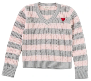 Thumbnail 1: No Comment Big Girls Embroidered V-Neck Sweater 