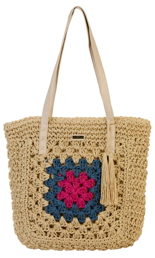 Thumbnail 1: Sun N' Sand Natural Paper Crochet Shoulder Tote 