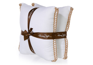 Thumbnail 2: Panama Jack Ivory Decorative Pillow with Jute Trim - 2 Pack, 18" x 18" 