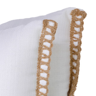 Thumbnail 3: Panama Jack Ivory Decorative Pillow with Jute Trim - 2 Pack, 18" x 18" 