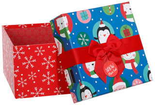 Thumbnail 2: Seasonal Packaging  Medium Christmas Present Box with Ribbon 