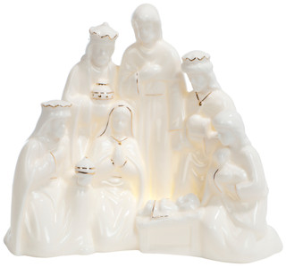 Thumbnail 1: Brighten the Season 10 In Ceramic Holy Family LED Christmas Figurine  