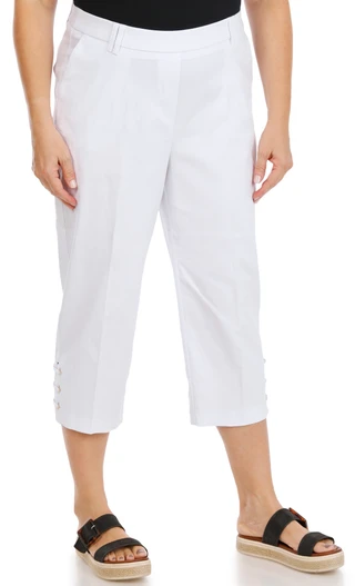 Thumbnail 1: Zac & Rachel Women's Plus Lace Up Grommet Pull On Capris 