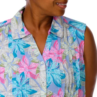 Thumbnail 2: Coral Bay Plus Sleeveless Printed Pinktuck Gauze Top 
